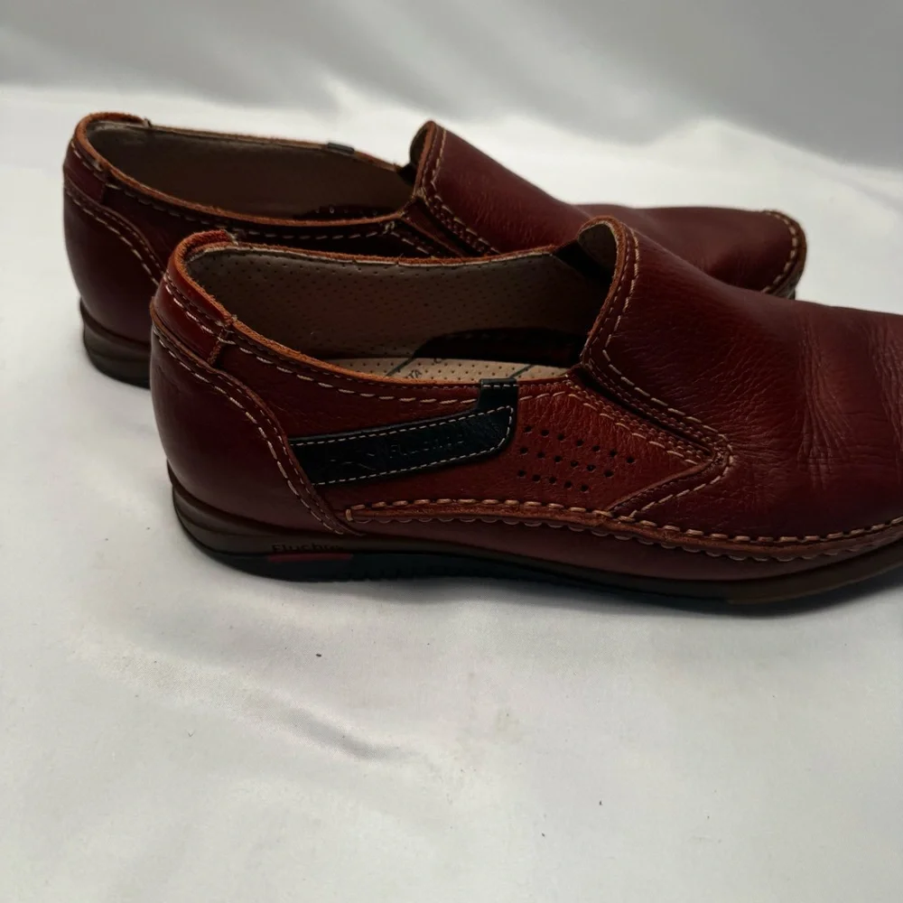 Fluchos Mens Catamaran Mocassins Shoes Brown Leather‎ Loafer Shoes Size 43